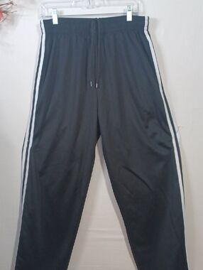 Men's Black Jogger Pants with White Side Stripes